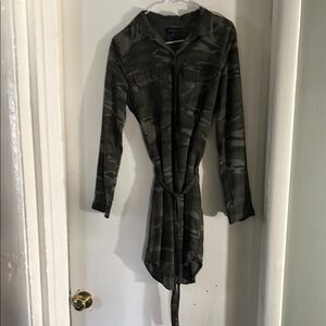 Camouflage Long Sleeve Shirt Dress